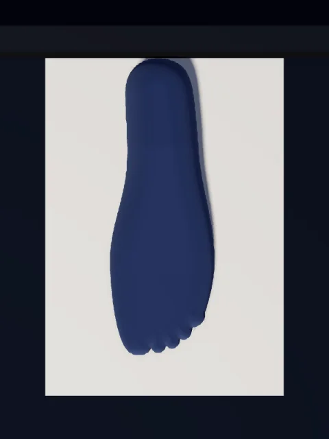 A foot in a navy sock on a sheet of A4 paper, seen from above, heel against the wall, measured at 262 mm long and 93 mm wide